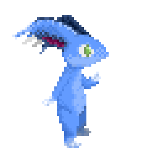 Pixelated blue rabbit image